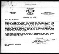 1947-02-10 Letter from Martin Sommers to James A. Michener