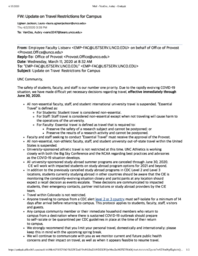 Email from Office of the Provost to UNC faculty, March 11, 2020