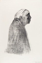 Selbstbildnis in Profile nach rechts 1938 / Klipstein/265/IIIb by Käthe Kollwitz, 1938