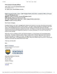 Email from Office of the Provost to UNC faculty, March 23, 2020