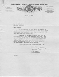 Letter from B. T. Poxson to O. T. Jackson, March 1, 1933