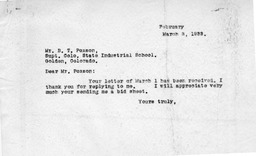 Letter from O. T. Jackson to B. T. Poxson, March 3, 1933