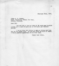 Letter from O. T. Jackson to B. T. Poxson, February 22, 1933