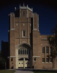 Gunter Hall, west entrance and bell tower