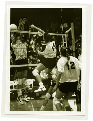 Action shot, University of Northern Colorado volleyball, 1995
