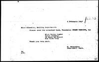 1947-02-06 Letter from Shirley Untermyer to Miss Elkowitz