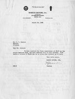 Letter from Marcus Motors, Inc. to O. T. Jackson and letter from O. T. Jackson to Marcus Motors, Inc., August 29, 1933