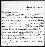 1947-04-13 Letter from Grace Wilson to James A. Michener