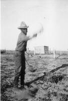 Charles Rothwell performing lasso trick, Dearfield, Colorado, ca. 1910s