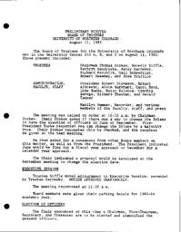 1983-08-11 – Board of Trustees preliminary meeting minutes