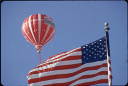 Hot-air balloon and American flag, Lincoln, Nebraska