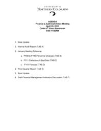 2011-04-29 - Board of Trustees Audit/Finance Committee meeting agenda and supporting documents
