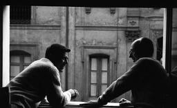 James A. Michener and Robert Daley, Pamplona, Spain, ca. 1960s