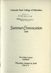 1940-08-08 Commencement Program, Summer Quarter