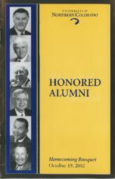 2002 UNC Honored Alumni awards ceremony and homecoming banquet program