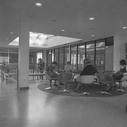 Women studying on the second level of the College Center, later renamed the University Center, ca. 1960s
