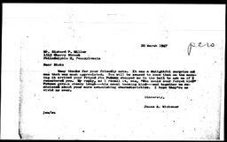 1947-03-20 Letter from James A. Michener to Richmond P. Miller
