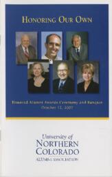 2007 UNC Honored Alumni awards ceremony and banquet program