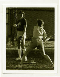 Women's softball action shot,  University of Northern Colorado, 1981.