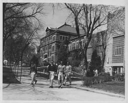 Cranford Hall exterior, college students