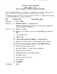1987-03-09 - Board of Trustees meeting agenda, minutes, and supporting documents