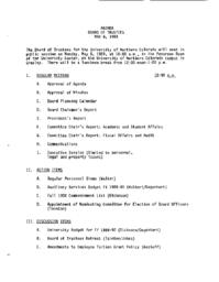 1989-05-08 - Board of Trustees meeting agenda, minutes, and supporting documents
