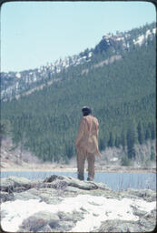 Actor looking at lake, Estes Park, Colorado, 1978