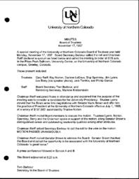 11-17-97 - Board of Trustees special meeting agenda and minutes