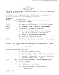 1982-05-10 - Board of Trustees meeting agenda, minutes, and supporting documents 