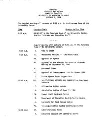 1984-10-08 - Board of Trustees meeting agenda, minutes, and supporting documents