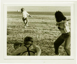 Women's softball action shot,  University of Northern Colorado, 1981.