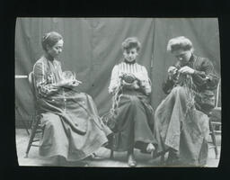 [Three women weaving]