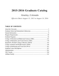 2015-2016 - University of Northern Colorado graduate catalog