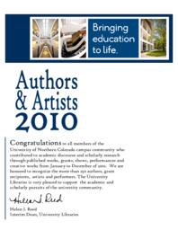 2010 Authors and Artists brochure