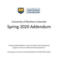 2020-2021 - University of Northern Colorado spring 2020 catalog addendum