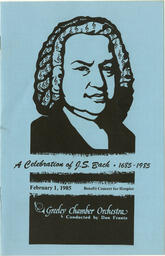 Program, "A Celebration of J.S. Bach," February 1, 1985 (front)