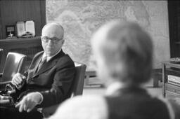 James A. Michener with Colorado Governor Richard Lamm, Denver, Colorado, 1976
