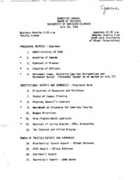 1981-07-31 – Board of Trustees meeting agenda, minutes and supporting documents
