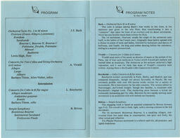 Program, "A Celebration of J.S. Bach," December 7, 1984 (page1&2)