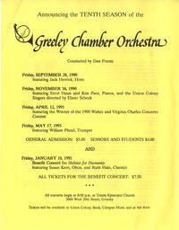 Flier, Greeley Chamber Orchestra Tenth Season, 1990 (front)