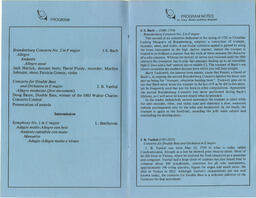 Program, "A Celebration of J.S. Bach," March 15, 1985 (page1&2)