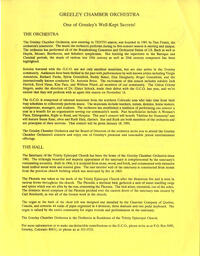 Flier, Greeley Chamber Orchestra Tenth Season, 1990 (back)