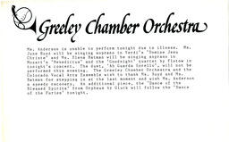 Program, Greeley Chamber Orchestra performance, February 6, 1987 (insert)