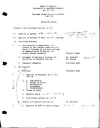 1974-05-29 - Board of Trustees meeting agenda, minutes, and resolution