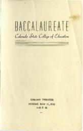 1942-05-31 Commencement Program, Baccalaureate