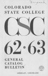 Colorado State College bulletin, series 62, number 3: 1962-63 general catalog