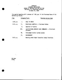 1984-10-18 - Board of Trustees special meeting agenda 