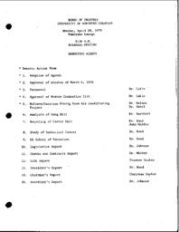 1979-04-30 - Board of Trustees meeting agenda, preliminary minutes, and finalized minutes