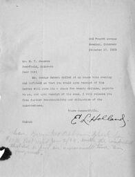 Letter from E. L. Holland to O. T. Jackson, December 23, 1933