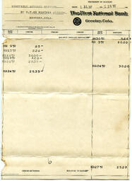 Statement of account from the First National Bank of Greeley to the Dearfield Service Station, January 31 to February 28, 1937